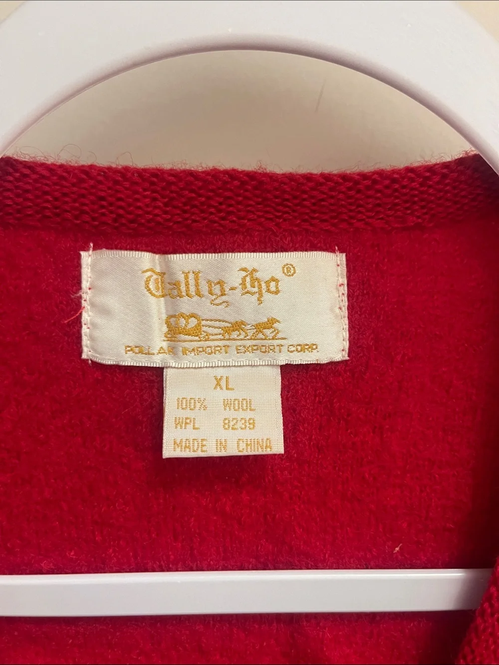 Tally Ho Bright Red 💯 Wool Toggle Cardigan Vest